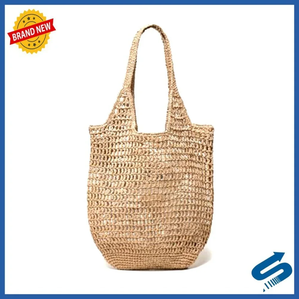 Large Woven Straw Tote Bag Summer Beach Vacation Boho Chic Handbag